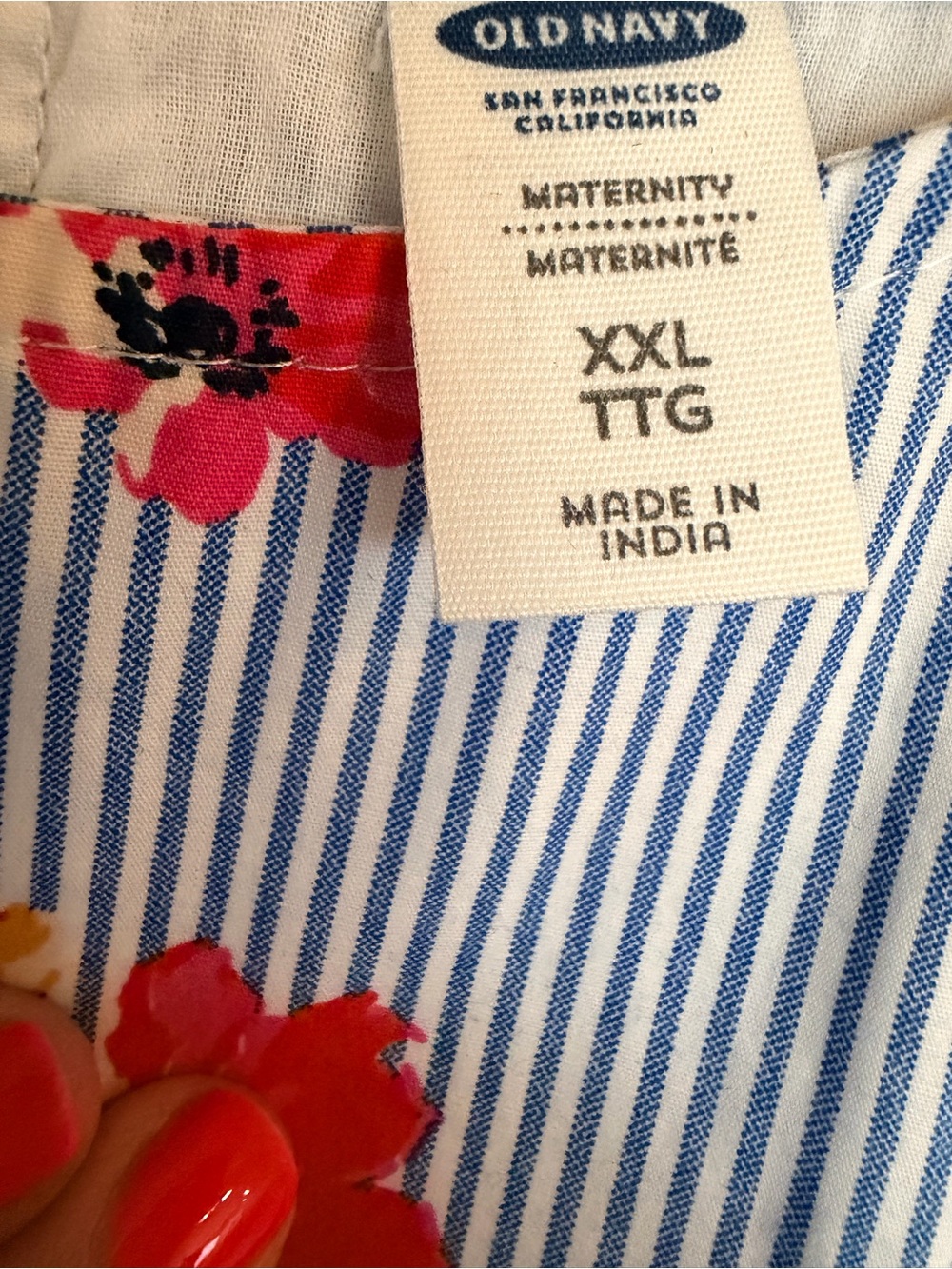 Old Navy Maternity Light Blue and White Striped Floral Sundress XXL NWT - Picture 4 of 7